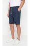 Men's Navy Blue Color 100% Cotton Linen Muslin Shorts with Back Pockets and Laces - 3