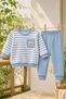 Boy's - Baby Set - Striped Seasonal Top and Bottom Set with Teddy Bear Pocket - 5