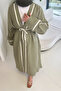 Ibiza Piping Muslin Kimono - Khaki - 3