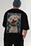 For Dog Lovers 38 Back Dog Print Black Oversize T-Shirt 100% Cotton Unisex Dog Lover Premium Design - 7