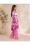 Floral Print Satin Oversized Shirt and Wide-Leg Trouser Set - Pink/White - 2