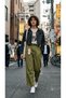 Women's Elastic Waist Narrow Waist Wide Leg Khaki Color Jeans - 4