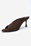 Pelina Brown Suede Women's Thin Heeled Slippers - 6