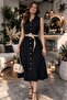 Women's sleeveless collared button-down midi dress in janjan crepe (no belt) - 3