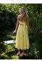 Yellow Halter Neck Openwork Dress - 4