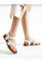 Women's White Flip-Flop Double Buckle Ankle Comfortable Sole Sandals - 4