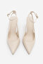 Women's Stiletto Pointed Toe Open Back Ankle Strap Classic Heeled Shoes Pareta Ecru - 6
