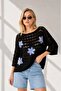 Women's Boat Neck Openwork Casual Knitwear Blouse 8258
