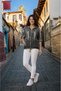 Women's 4/3 Capri Sleeve Hooded Italian Style Zippered Cotton Thin Fabric Jacket - 4