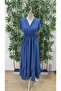 Cobalt Blue Aerobin Fabric Women's Summer Dress - 4