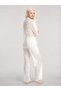 Elegant Lace Embroidered Buttoned Women's Pajama Set – Powder - 5