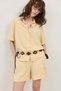 Yellow 100% Lyocell Shirt Shorts Women's Set - 4