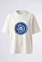Blue Mandala_1 Design Back Printed Cotton White Oversize T-Shirt