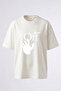 Off Hand Design Back Printed Cotton White Oversize T-Shirt