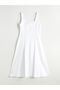 Lcwaikiki Classic White Pleated Detailed Waist-Slit Dress - 6