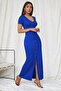 Women's Short Sleeve V-Neck Front Button Detailed Long Camisole Dress - 2