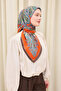 Lorena - Velora Ethnic Series Scarf - Bright Orange, Blue, Bitter - 161027-08 - 3