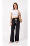 Women's Black Palazzo Muslin Linen Trousers with Pockets