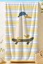 Duck with Skateboard Striped Kids Beach Towel - Marine Yellow Blue Children's Quick Dry Microfiber Towel - 2