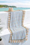 Stylish Beach Towel Coverlet with Stripes and Floral Design - Mediterranean Bohemian Light Blue Quick-Dry Microfiber Towel Coverlet - 7