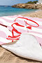 Pink Striped Ciao Written Beach Towel - Modern Marine Style Pool Sea Bath Beach Cover - 5