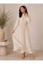 Women's Strawberry Fabric Dress with Ruffled Front and Buttoned Skirt and Stand Collar - 6