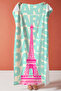 Paris Themed City Beach Towel - Modern Pop Art Turquoise Pink Quick Dry Microfiber Towel - 6