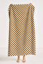 Checkered Square Patterned Beige Beach Towel Coverlet - Modern Minimalist Brown Sand-Repellent Towel Coverlet - 7