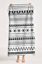 Ethnic Bohemian Geometric Beach Towel - Black and White Minimalist Modern Quick-Dry Microfiber Towel