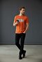 Men's Combed Cotton Fabric Printed Crew Neck Orange T-Shirt - 187 - 3