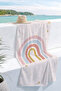 Rainbow Themed Pastel Girl's Beach Towel - Bohemian Pink Blue Quick-Dry Microfiber Towel - 4