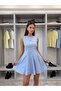 Women's Blue Embroidered Mini Dress - 2