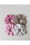 Pink Tone Floral Plaid Scrunchies Fluffy Hair Ties Set of 4 - 9