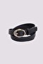 Women's 110cm Black Belt with Gold Buckle