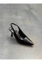 Black Leather Heeled Women's Shoes Lunea - 8