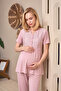 New Season Pink Summer Special Design Flounce Sleeves Maternity Pajama Set with Breastfeeding Feature - 4
