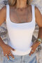 White Square Collar Ribbed Undershirt - 3