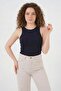 Women's Halter Neck Navy Blue Bodysuit - 5