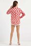 Women's Patterned Satin Burgundy Shirt - 6
