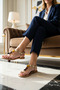Women's T-Strap Flat Heeled Sandals Faux Leather Toned Decorative Stone Detailed Comfortable Cut Daily Modern - 4