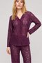 Elegant Lace Embroidered Buttoned Women's Pajama Set – Plum
