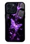 iPhone 14 Pro Max Purple Galaxy Butterfly Design Glossy Phone Case