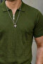 Men's Zippered Casual Khaki Slim Fit Polo Collar T-Shirt - 5