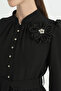Stylish Dress with Pleated Skirt - Black - 3