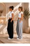Black and Gray Loose Fit with Side Pocket Detail, 2 Pieces of Flexible Fabric - 2
