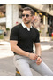 Men's Collar Detailed Patterned Textured Knitwear T-Shirt - 2