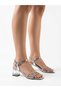 Silver Color Shiny Stone Transparent Thick Heel Ankle Strap Women's Sandals Evening Dress Shoes Gm3Cbs1