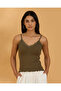 Women Olive Strappy Lace Vest
