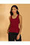 Women Red Ribbed Vest