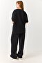Women's stone detailed oversize tracksuit set black - 4
